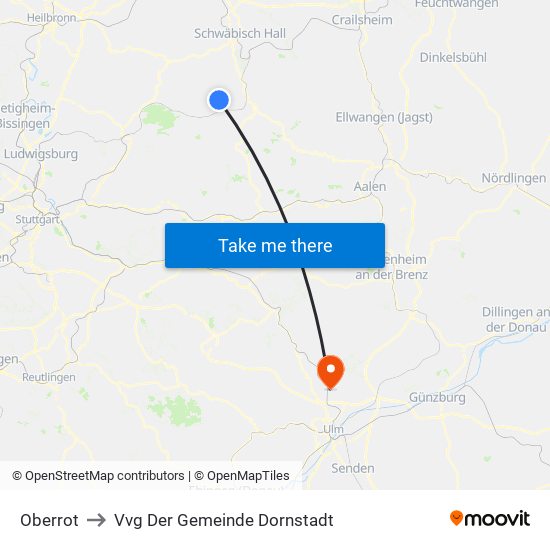 Oberrot to Vvg Der Gemeinde Dornstadt map