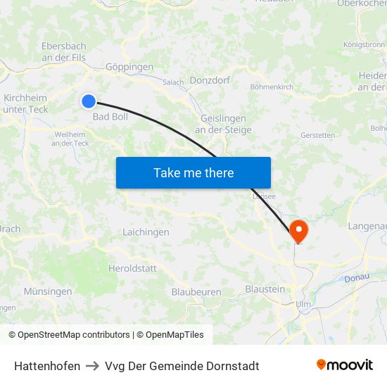 Hattenhofen to Vvg Der Gemeinde Dornstadt map