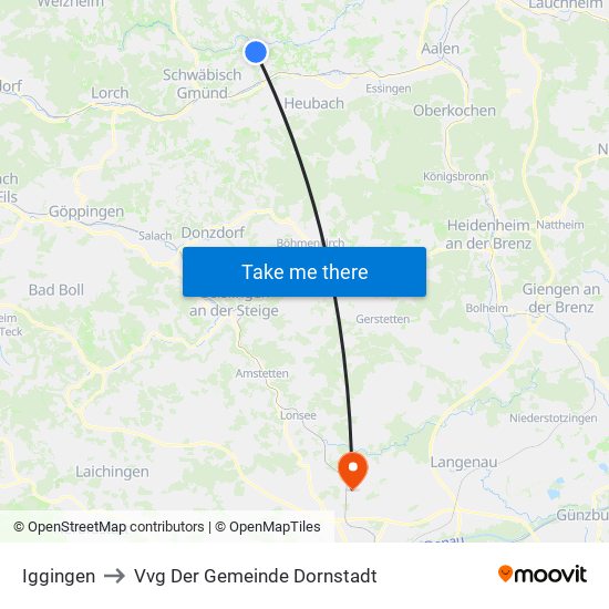 Iggingen to Vvg Der Gemeinde Dornstadt map