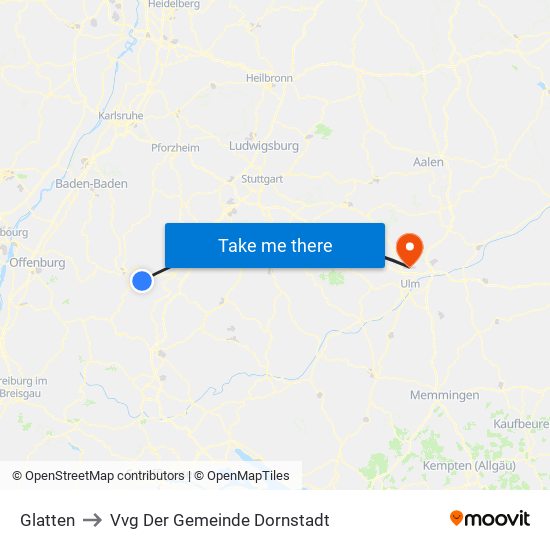 Glatten to Vvg Der Gemeinde Dornstadt map