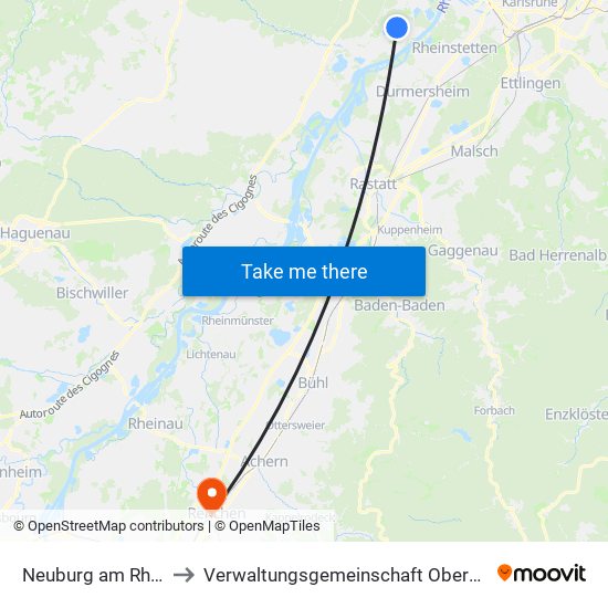 Neuburg am Rhein to Verwaltungsgemeinschaft Oberkirch map