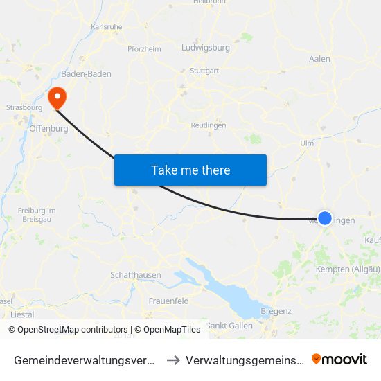 Gemeindeverwaltungsverband Rot-Tannheim to Verwaltungsgemeinschaft Oberkirch map