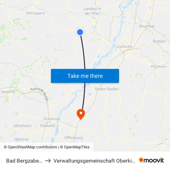 Bad Bergzabern to Verwaltungsgemeinschaft Oberkirch map