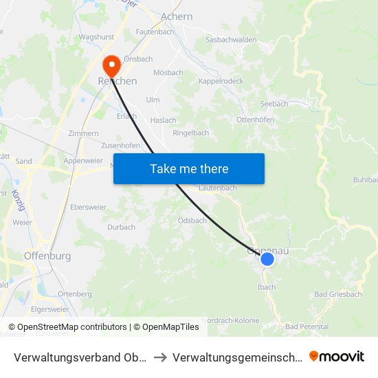 Verwaltungsverband Oberes Renchtal to Verwaltungsgemeinschaft Oberkirch map