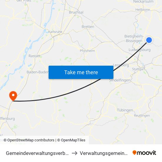 Gemeindeverwaltungsverband Steinheim-Murr to Verwaltungsgemeinschaft Oberkirch map