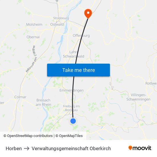 Horben to Verwaltungsgemeinschaft Oberkirch map