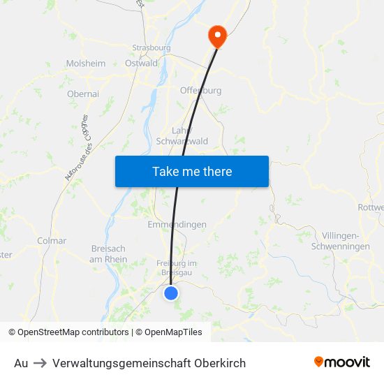 Au to Verwaltungsgemeinschaft Oberkirch map