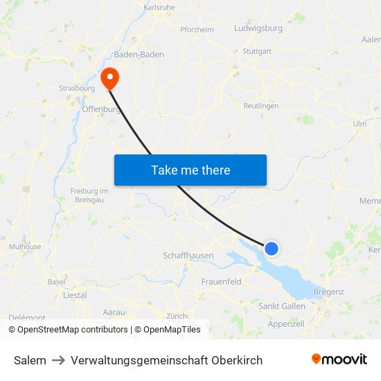 Salem to Verwaltungsgemeinschaft Oberkirch map