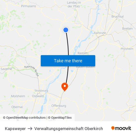 Kapsweyer to Verwaltungsgemeinschaft Oberkirch map