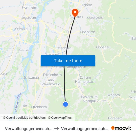 Verwaltungsgemeinschaft Seelbach to Verwaltungsgemeinschaft Oberkirch map