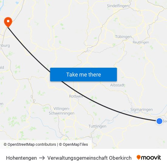 Hohentengen to Verwaltungsgemeinschaft Oberkirch map