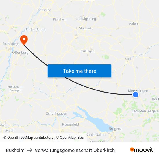 Buxheim to Verwaltungsgemeinschaft Oberkirch map