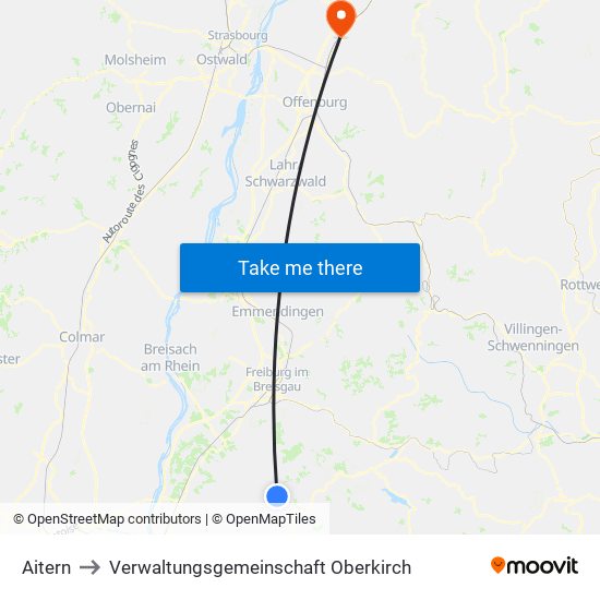 Aitern to Verwaltungsgemeinschaft Oberkirch map