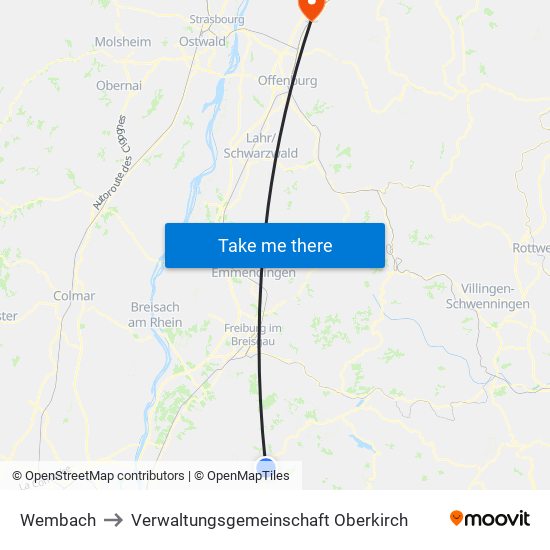 Wembach to Verwaltungsgemeinschaft Oberkirch map