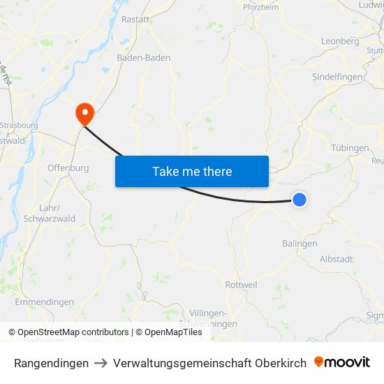 Rangendingen to Verwaltungsgemeinschaft Oberkirch map