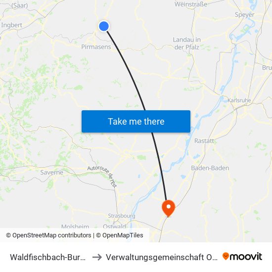 Waldfischbach-Burgalben to Verwaltungsgemeinschaft Oberkirch map