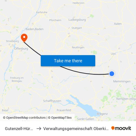 Gutenzell-Hürbel to Verwaltungsgemeinschaft Oberkirch map