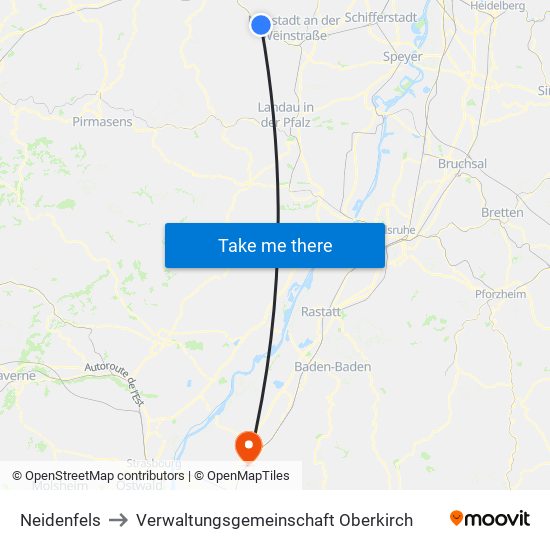 Neidenfels to Verwaltungsgemeinschaft Oberkirch map
