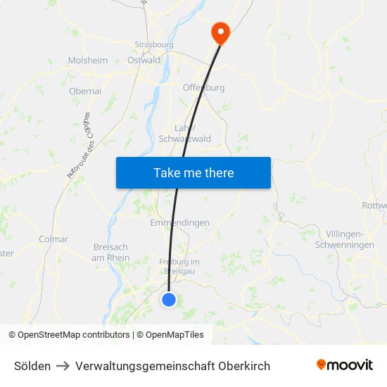 Sölden to Verwaltungsgemeinschaft Oberkirch map