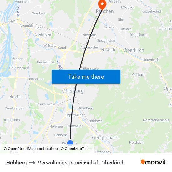 Hohberg to Verwaltungsgemeinschaft Oberkirch map