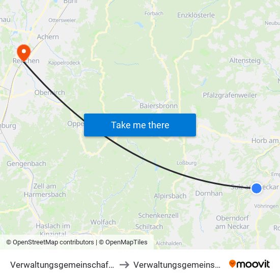 Verwaltungsgemeinschaft Sulz am Neckar to Verwaltungsgemeinschaft Oberkirch map
