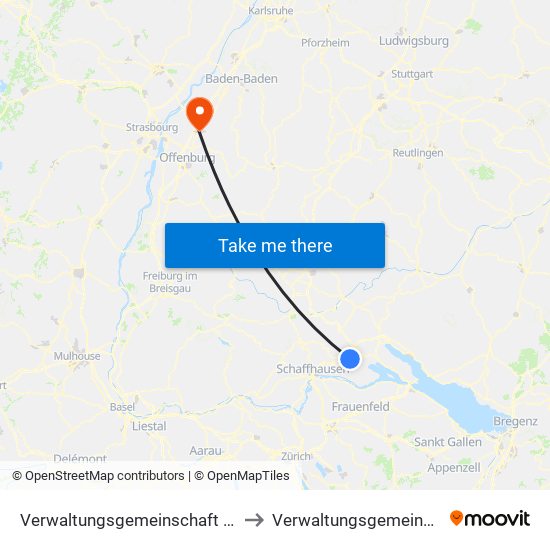 Verwaltungsgemeinschaft Singen (Hohentwiel) to Verwaltungsgemeinschaft Oberkirch map