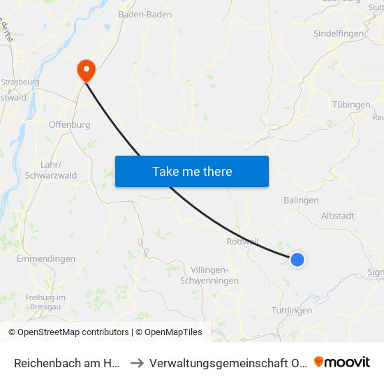 Reichenbach am Heuberg to Verwaltungsgemeinschaft Oberkirch map