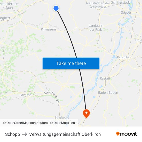 Schopp to Verwaltungsgemeinschaft Oberkirch map