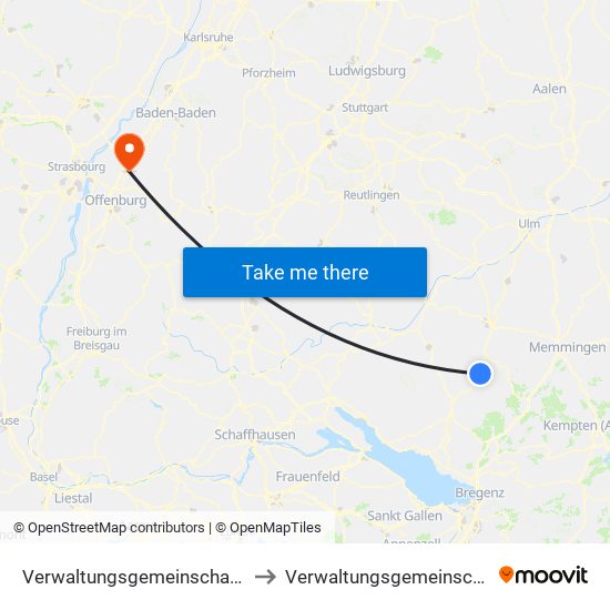 Verwaltungsgemeinschaft Bad Waldsee to Verwaltungsgemeinschaft Oberkirch map