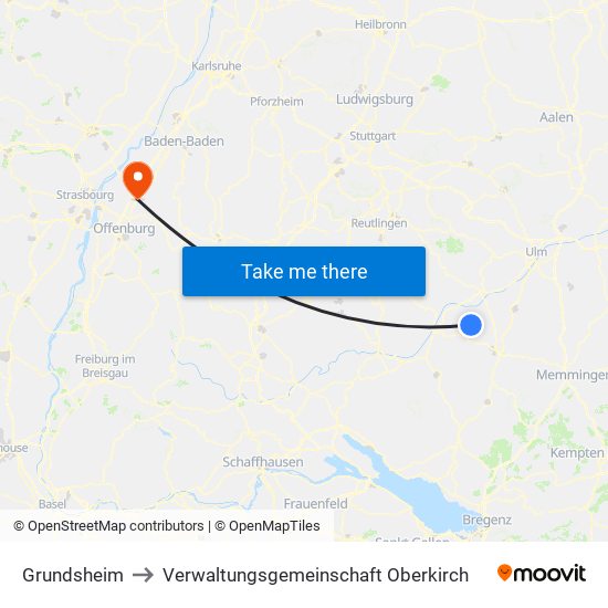 Grundsheim to Verwaltungsgemeinschaft Oberkirch map