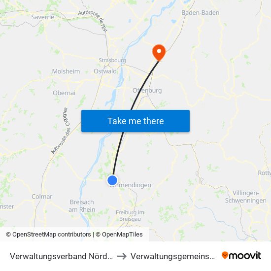 Verwaltungsverband Nördlicher Kaiserstuhl to Verwaltungsgemeinschaft Oberkirch map