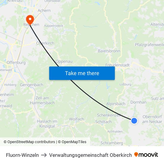 Fluorn-Winzeln to Verwaltungsgemeinschaft Oberkirch map