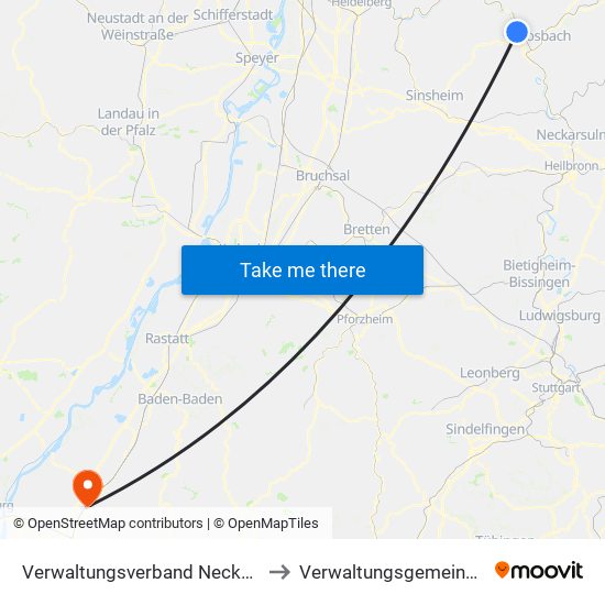 Verwaltungsverband Neckargerach-Waldbrunn to Verwaltungsgemeinschaft Oberkirch map