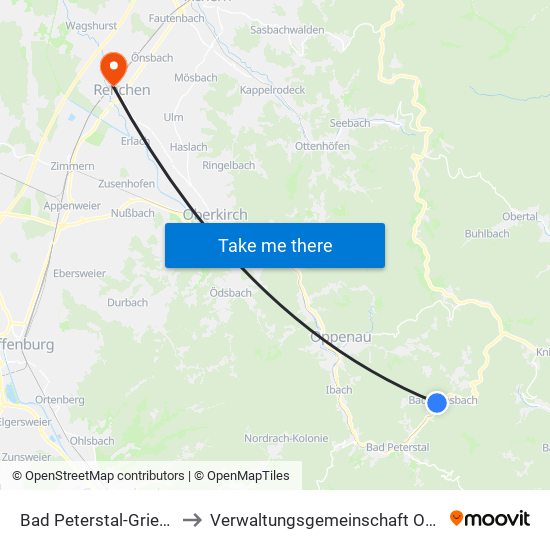 Bad Peterstal-Griesbach to Verwaltungsgemeinschaft Oberkirch map