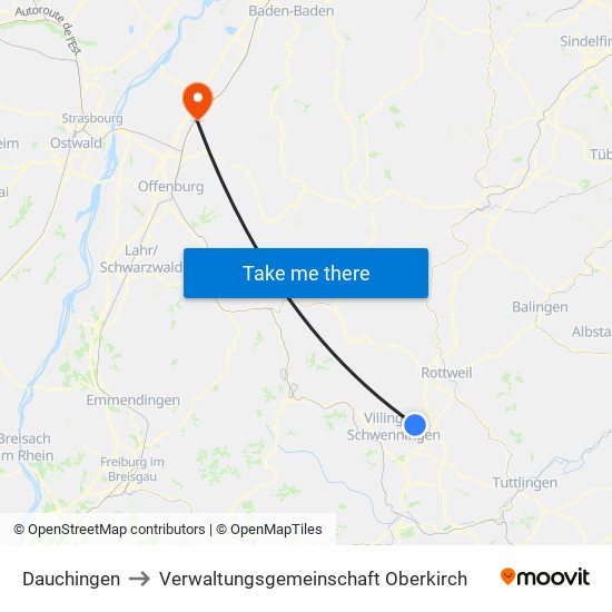 Dauchingen to Verwaltungsgemeinschaft Oberkirch map