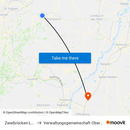 Zweibrücken-Land to Verwaltungsgemeinschaft Oberkirch map