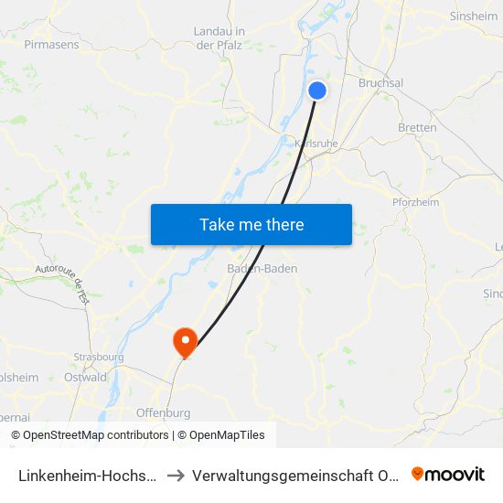 Linkenheim-Hochstetten to Verwaltungsgemeinschaft Oberkirch map