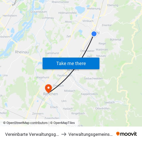 Vereinbarte Verwaltungsgemeinschaft Bühl to Verwaltungsgemeinschaft Oberkirch map