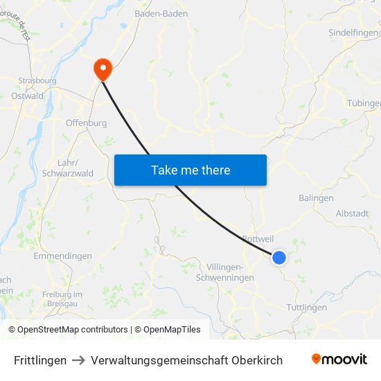Frittlingen to Verwaltungsgemeinschaft Oberkirch map