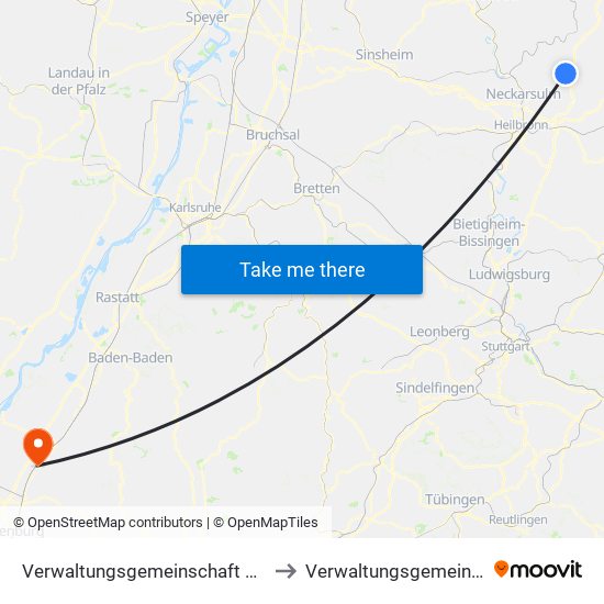 Verwaltungsgemeinschaft Neuenstadt am Kocher to Verwaltungsgemeinschaft Oberkirch map