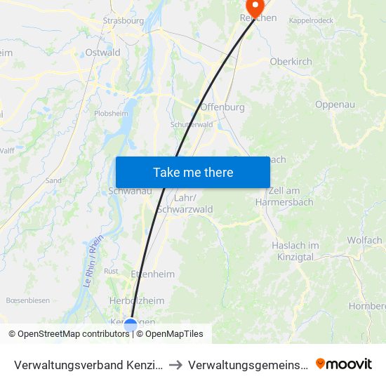 Verwaltungsverband Kenzingen-Herbolzheim to Verwaltungsgemeinschaft Oberkirch map