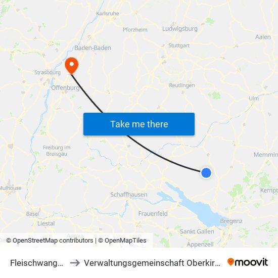 Fleischwangen to Verwaltungsgemeinschaft Oberkirch map