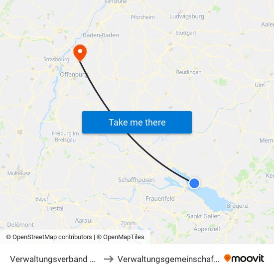 Verwaltungsverband Meersburg to Verwaltungsgemeinschaft Oberkirch map