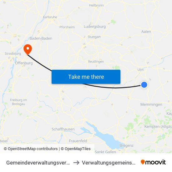 Gemeindeverwaltungsverband Dietenheim to Verwaltungsgemeinschaft Oberkirch map