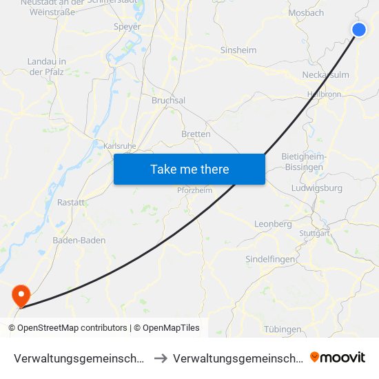 Verwaltungsgemeinschaft Möckmühl to Verwaltungsgemeinschaft Oberkirch map