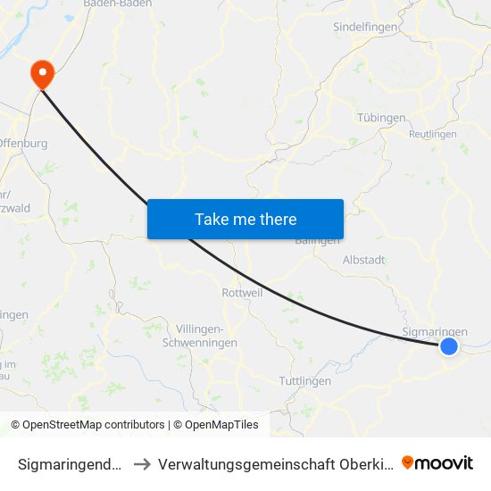Sigmaringendorf to Verwaltungsgemeinschaft Oberkirch map