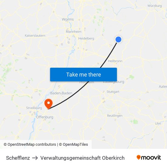 Schefflenz to Verwaltungsgemeinschaft Oberkirch map