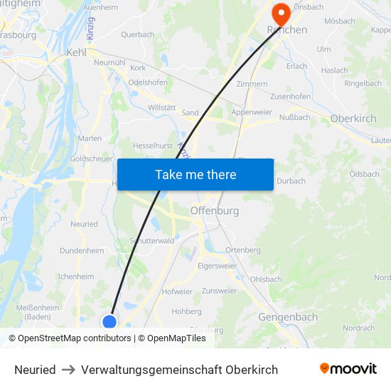 Neuried to Verwaltungsgemeinschaft Oberkirch map