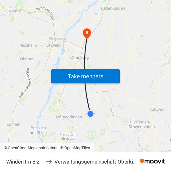 Winden Im Elztal to Verwaltungsgemeinschaft Oberkirch map