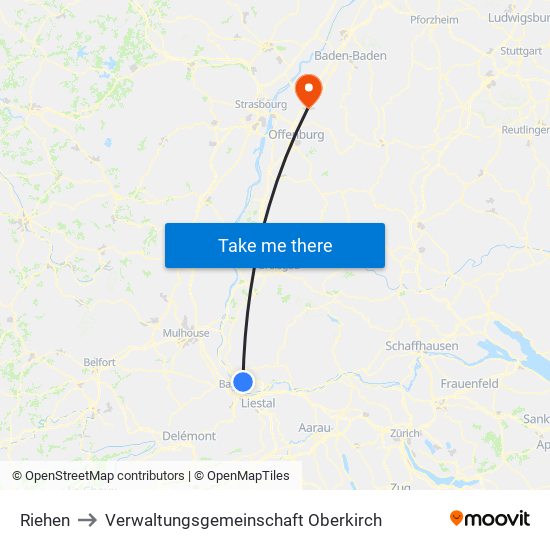 Riehen to Verwaltungsgemeinschaft Oberkirch map